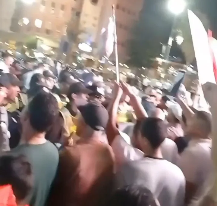Manifestation à Marrakech pendant un salon de l’armement avec Elbit, dans la ville marocaine