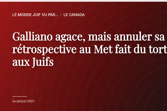 Galliano agace, mais annuler sa rétrospective au Met fait du tort aux Juifs