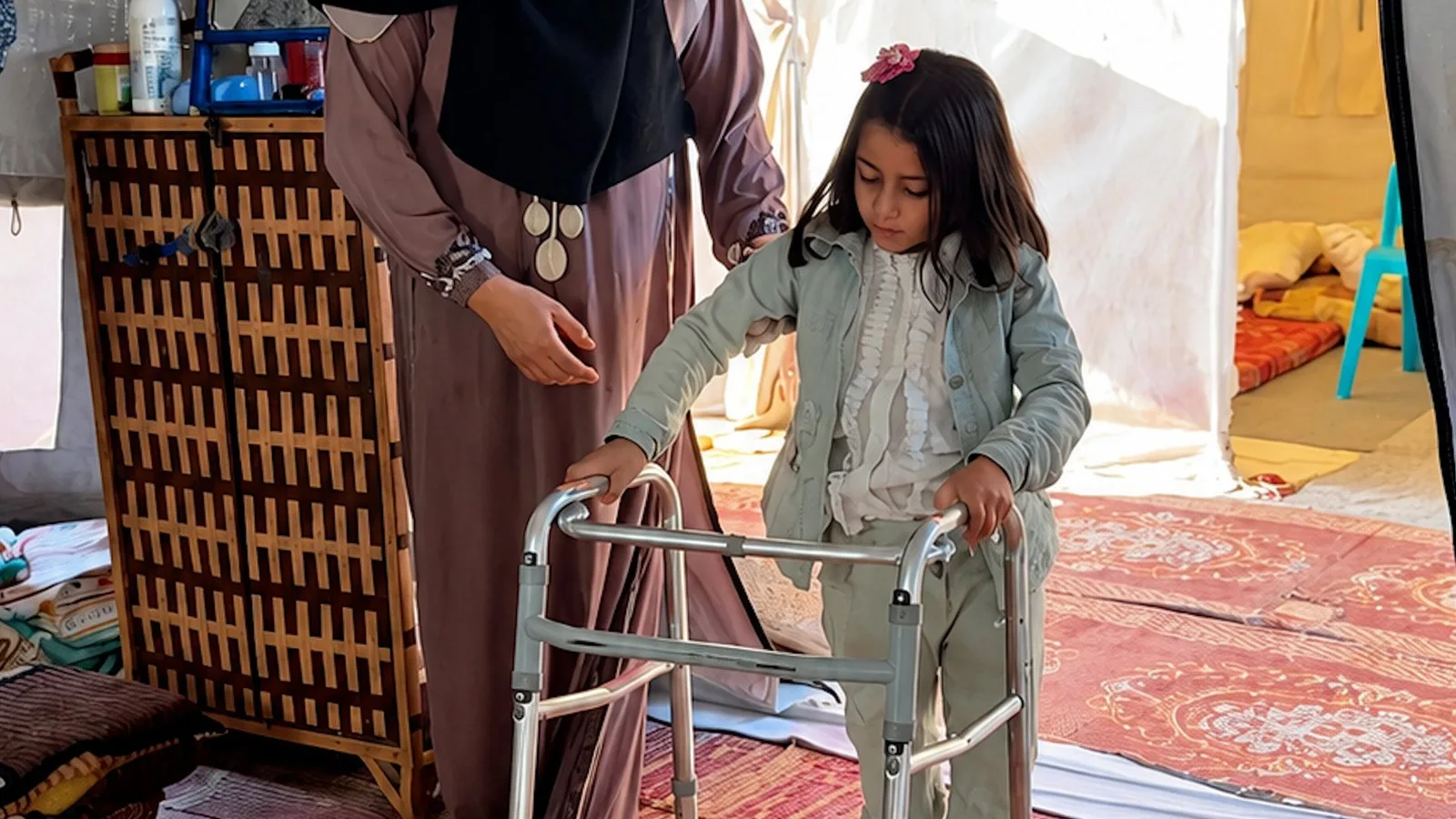 Une fillette handicapée par une frappe israélienne demande que des fauteuils roulants soient autorisés à entrer à Gaza
