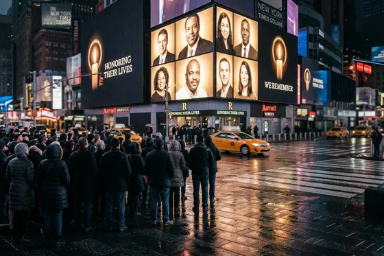 À Times Square, les portraits des victimes du 7 octobre affichés avant l'anniversaire