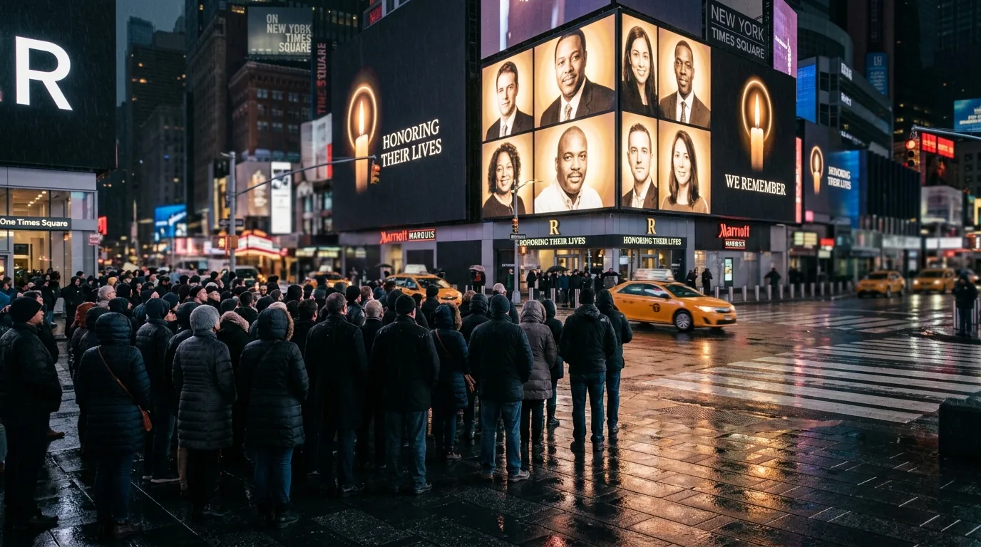 À Times Square, les portraits des victimes du 7 octobre affichés avant l'anniversaire
