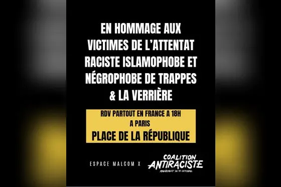 Attentat raciste à Trappes : Appel à rassemblement ce lundi à 19 H à Paris