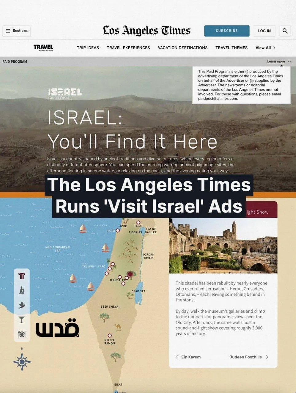 Le Los Angeles Times relaie la propagande coloniale d’Israël