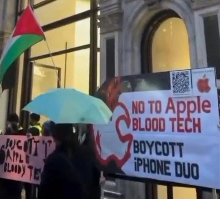 Occupation d’un magasin Apple à Londres, pour complicité avec le génocide en Palestine (Vidéo)
