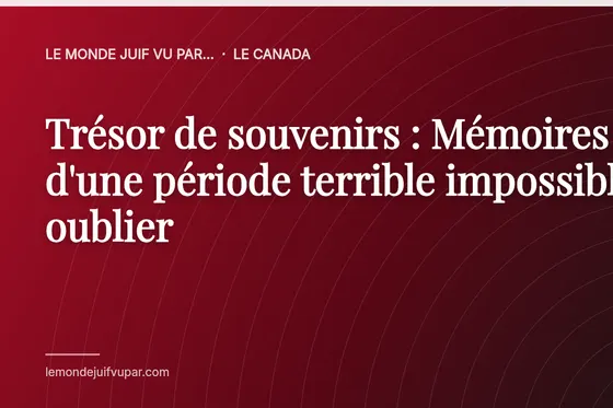 Trésor de souvenirs : Mémoires d'une période terrible impossible à oublier