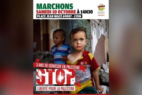 Trois an de génocide à Gaza, et ça continue ! Manifestations partout !