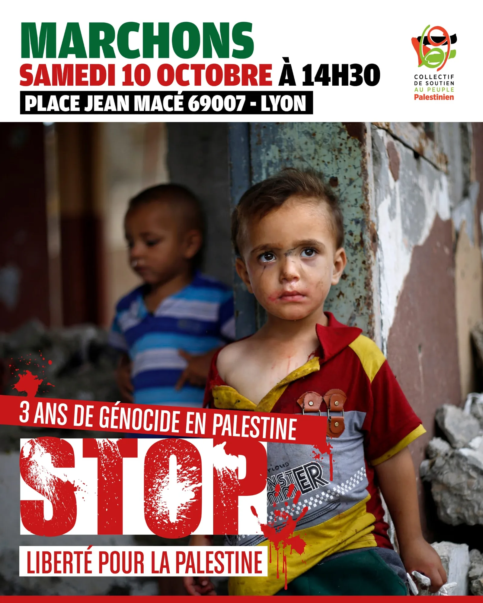 Trois an de génocide à Gaza, et ça continue ! Manifestations partout !