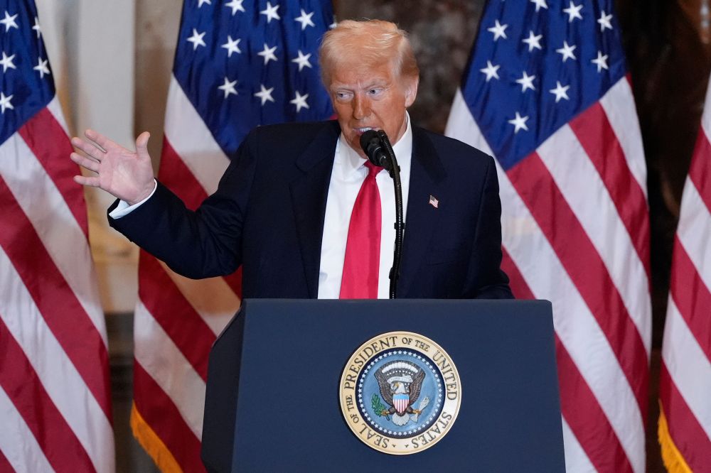 US President Donald Trump speaks during the National Prayer Breakfast, at the Capitol in Washington, DC